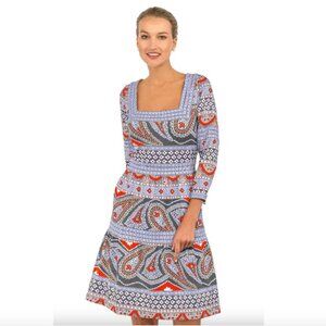 Gretchen Scott Paisley Park Square Dance Tiered Mini Dress Periwinkle